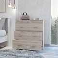 Tuhome Classic Three Drawer Dresser, Superior Top, Handles, Light Gray/White CZB6737